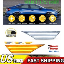 LED Side Marker Signal Light Parking Lamp Clear Lens For 16-23 Honda Civic 1~10X