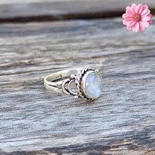 Moonstone Gemstone 925 Sterling Silver Ring Handmade Jewelry Gift For Valentine
