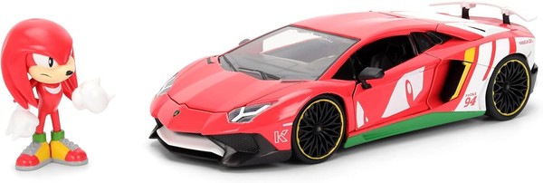 Jada Lamborghini Aventador Sv + Knuckles Sonic The Hedgehog 1:24 New Metal Model-image