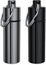 2 Packs Waterproof Metal Pill Fob Container Nitro Bottle Holder Keychain