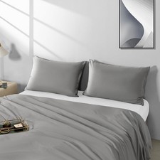 2 Pack Microfiber King Zipper Pillowcases, Soft Comfortable Not Shrink Dark Gray