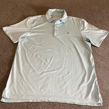 Vineyard Vines Polo Shirt Mens Medium Blue Stripe Performance Golf Whale
