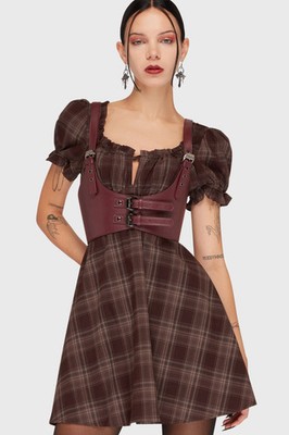 Killstar Morning Meadow Mini Dress Womens Square Neck Puff Sleeve Goth
