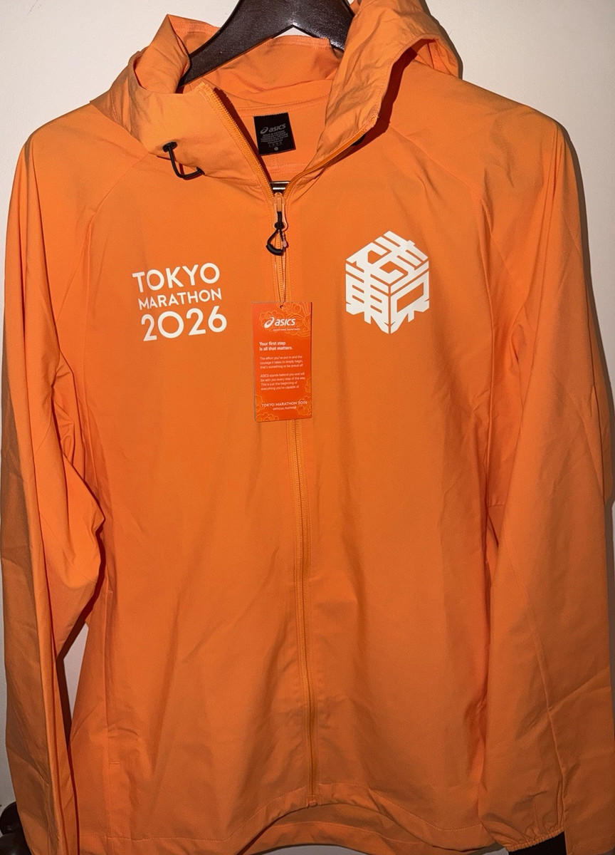 ASICS Tokyo Marathon 2026 Windbreaker Jacket Color: Orange Size