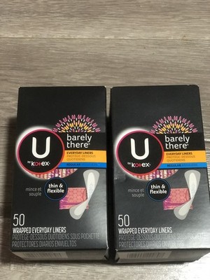 2x U by Kotex Liners 50 Wrapped Liners Each Box Damaged Package
