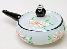 Vintage Glass Flower Pictured SKILLET PAN Christmas Ornament Carlini Italy Large