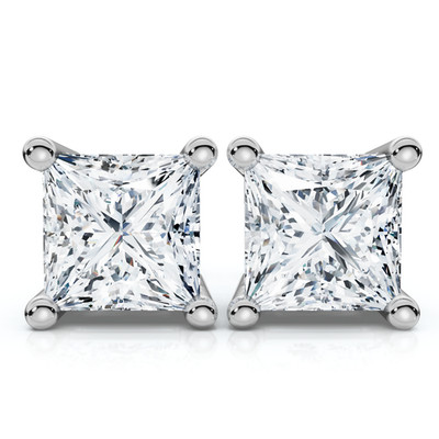 Princess Cut Diamant Krappen Ohrstecker 14k Gold Lab Grown