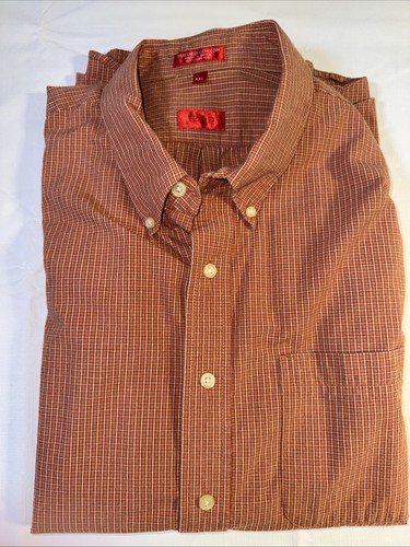 Izod Button Down Long Sleeve Dress Shirt Plaid DARK ORANGE/WHITE 2XL - Picture 7 of 7