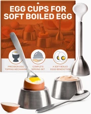 Egg Cracker Tool - Egg Cups for Soft Boiled Eggs with Spoon - Egg Holder for Boi