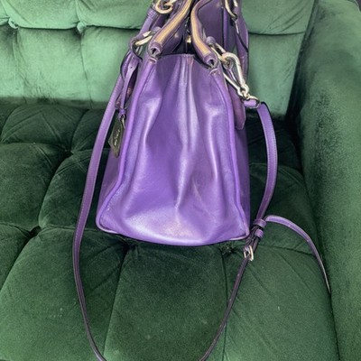 COACH Crosby Carryall Double Zip Tote Bag Purple Leather H1481
