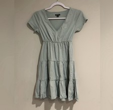 Wild Fable women's xs light Green Mini Layered/ruffle Tiered V-neck Dress