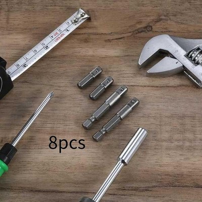 Sechskant- auf Vierkant-Stecknussadapter, 8 Stück, für Bohrmaschinen