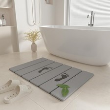 Diatomite Bath Mat Foldable Non-Slip Stone Rug Quick Dry Absorbent Gray