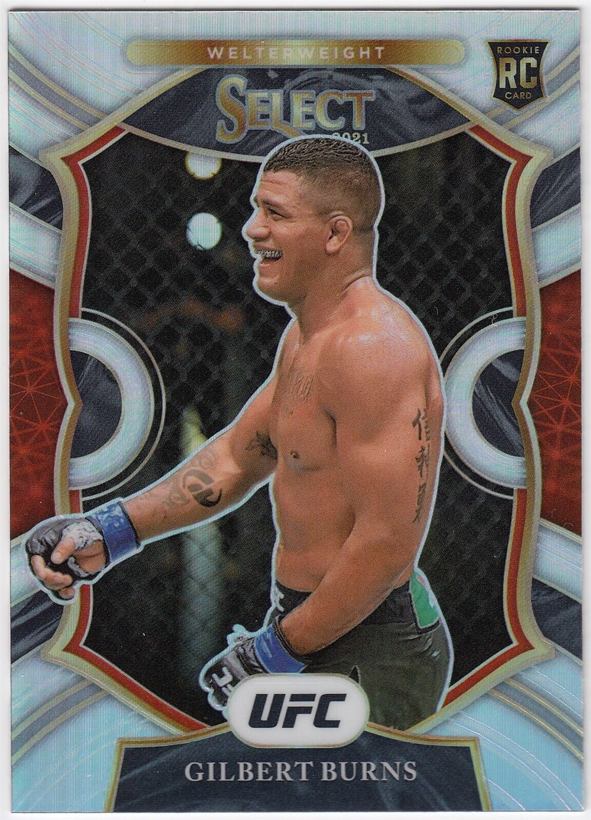 2021 Panini Select UFC MMA Concourse Silver Prizm GILBERT BURNS #34 RC Rookie