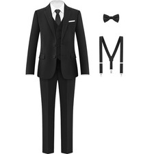 Boys Suit Black Slim Fit Formal Boys Suits Set Kids Suit Toddlers Youth Teen ...