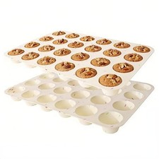 Silicone Mini Muffin Pan, 24 Cup Nonstick Mini Cupcake Pan 2Pcs White