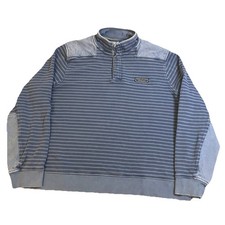 Vineyard Vines Men’s XL Blue Striped 1/4 Snap Pullover Sweatshirt Whale Logo Y2K