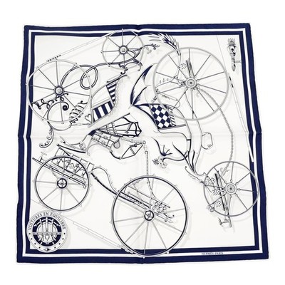 Meito Hermes Gavroche 45 Scarf Voitures en Equilibre Silk Daisuke Nomura