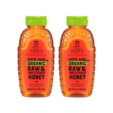 Nature Nate's Organic Honey: 100% Pure, Raw and Unfiltered Honey - 16 fl oz Glut