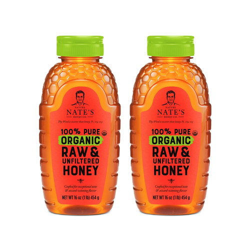 Nature Nate's Organic Honey: 100% Pure, Raw and Unfiltered Honey - 16 fl oz Glut