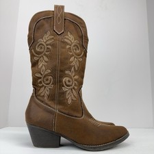 Rampage size 6M Women’s Vinnmo Brown Faux Leather Cowgirl Cowboy Western Boots