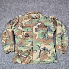 Vintage Military Jacket Mens Medium Woodland Camo Field Pockets Ripstop