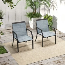 NNECW 4 Piece Patio Dining Chairs with Breathable Seat for Porch-Blue