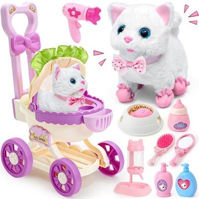 G.C Cat Toys for Kids Girls, Electronic Interactive Stuffed Cat Walk Meow and...