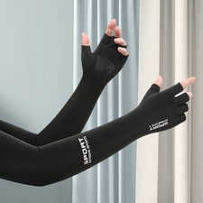 Black UV Protection Arm Sleeve Long Arm Cooling Cover Sleeves for Driving Sports