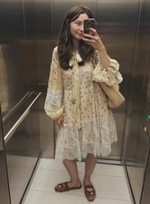 Zara Limited Edition Studio Ditzy Floral Print Patchwork Dress Size M 2383/802