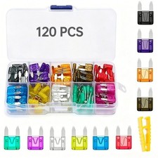 120pcs Mini Auto Car Blade Fuses Box for Car Van Bike Assorted Fuse Set 2A-35A