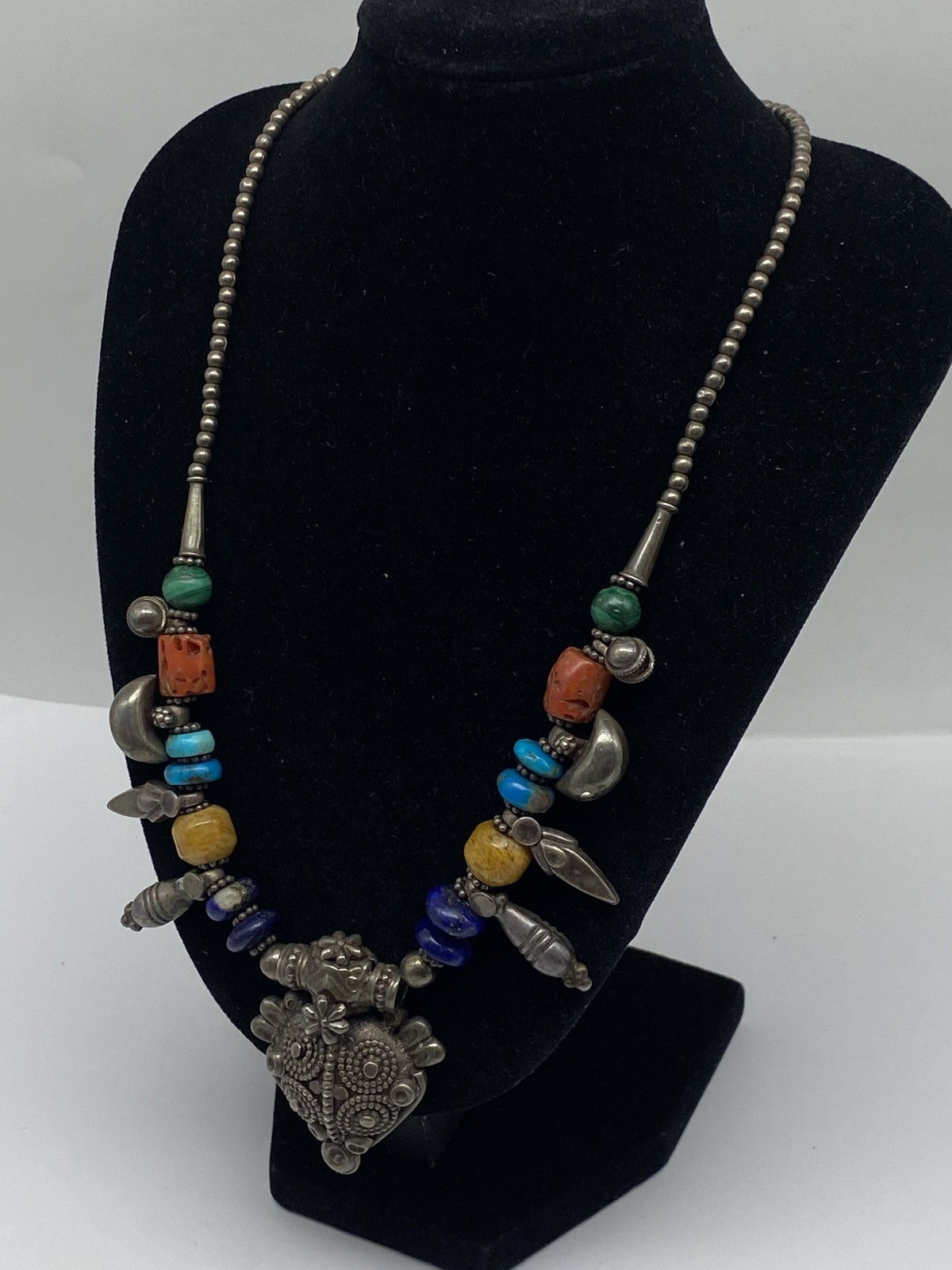 Sterling Silver Multi Beads Pendant Necklace 60.0g - image 5