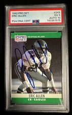 1990 Pro Set Card Eric Allen Autographed Card #243 PSA 5 w/ 10 Auto