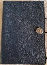Oberon Design Leather Notebook Cover 6x9 Acanthus in Navy New with Filler