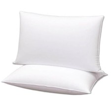 Flat Ultra Thin Bed Pillows Size Pillow Set of 2 Extra Soft Down Standard White