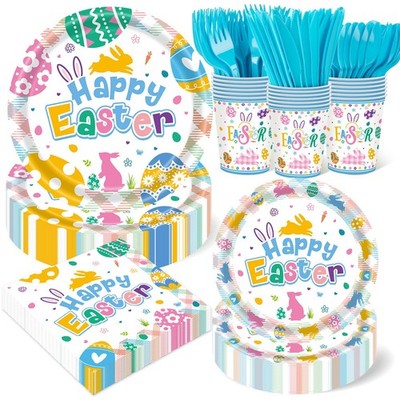 350 Easter Colorful Plates and Napkins Set for 50 Guests Easter Party Supplie...