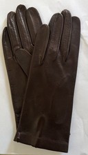 Ladies Vintage Chocolate Brown Soft Leather Gloves Size 7-1/2 Dark Brown NWOT