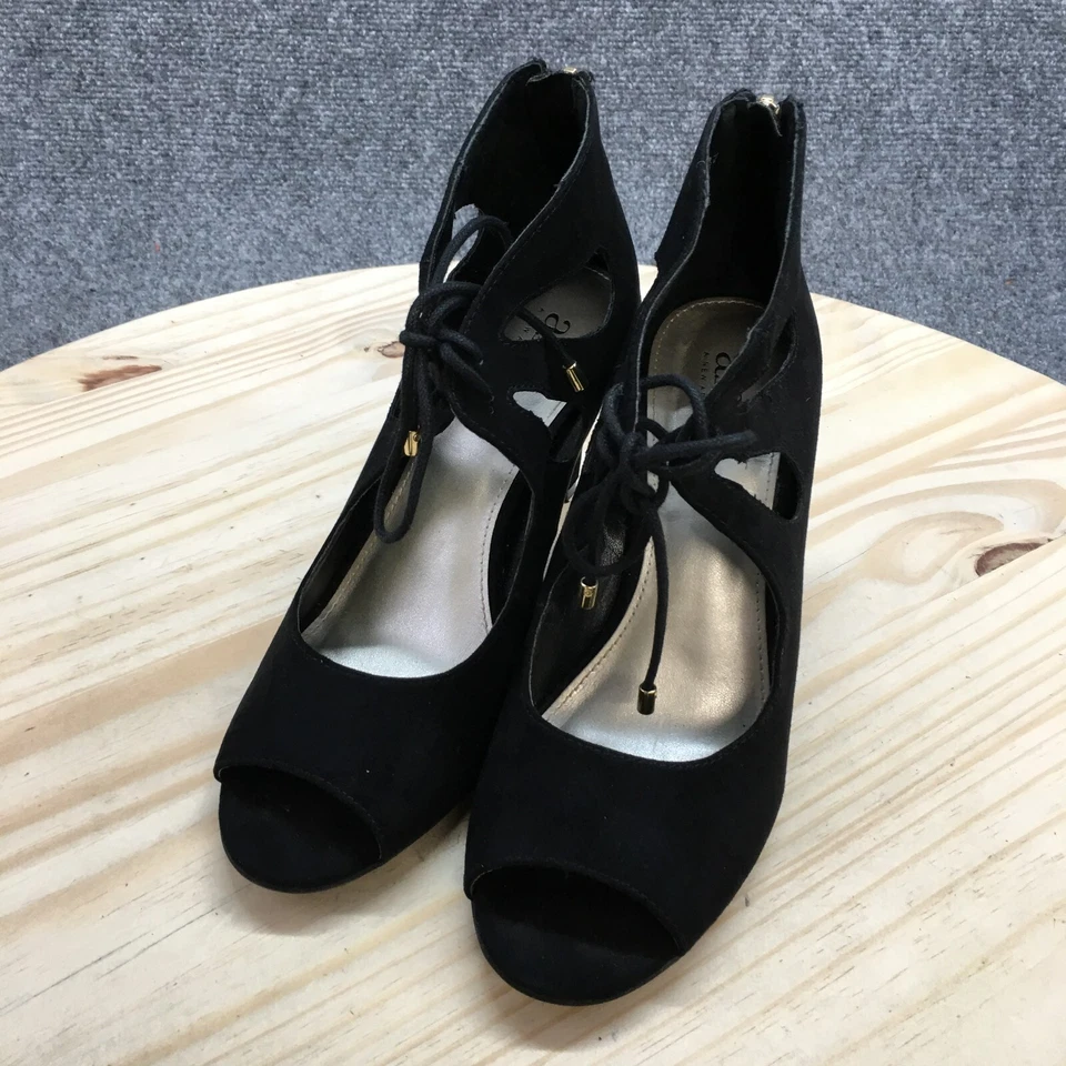 Zapatos de tacón ANA A New Approach para mujer 7M Chance Peep Toe Back con cremallera 023-5279 negros Foto 3 de 4