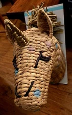 Unicorn Kids Wall Decor NWT Bed Bath & Beyond NOS Woven Water Hyacinth Wicker