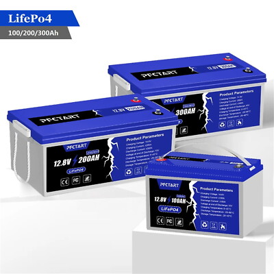 12,8V 300Ah 200Ah 100Ah Lithium LiFePO4 Battery Built-in BMS 4500+ Deep Cycles