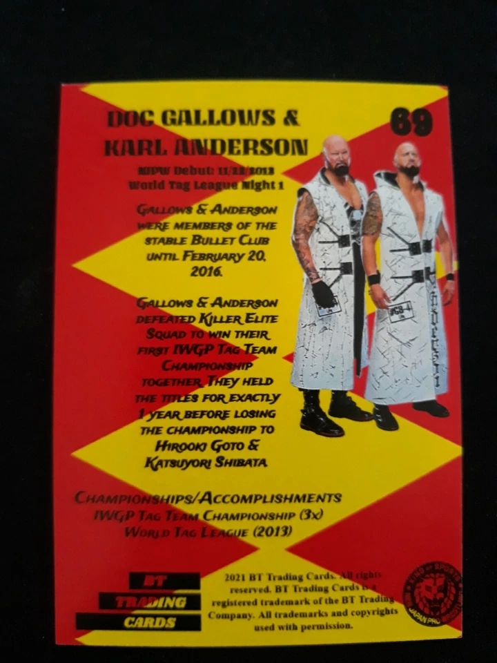 CUSTOM NJPW New Japan Pro Wrestling Trading Card 2021 Doc Gallows/Karl Anderson - Image 2 of 2