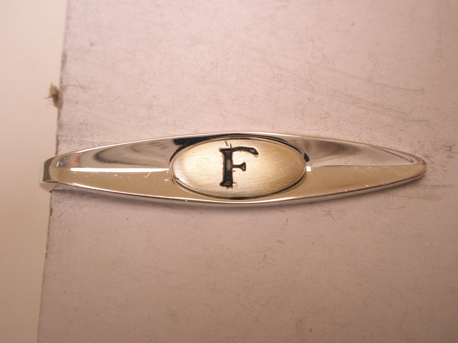 Vintage F Monogram Initial Tie Bar Clip for Frank Fred Fran Fer