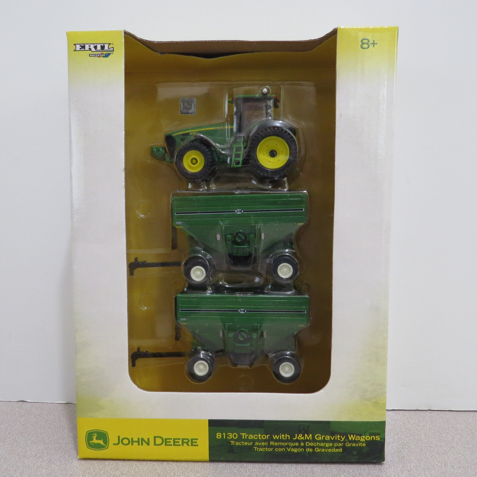 Ertl John Deere 8130 MFD Tractor with 680/760 BU J&M Wagons 1/64JD