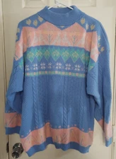 Gitano Vintage Pastel Spring Acrylic Sweater sz 44 24W Plus Birds Flowers
