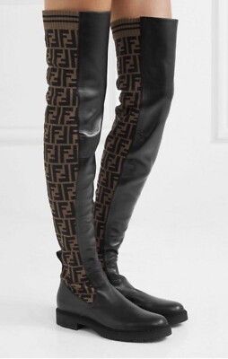 Fendi Flat Over The Knee Boots In Size 39 UK