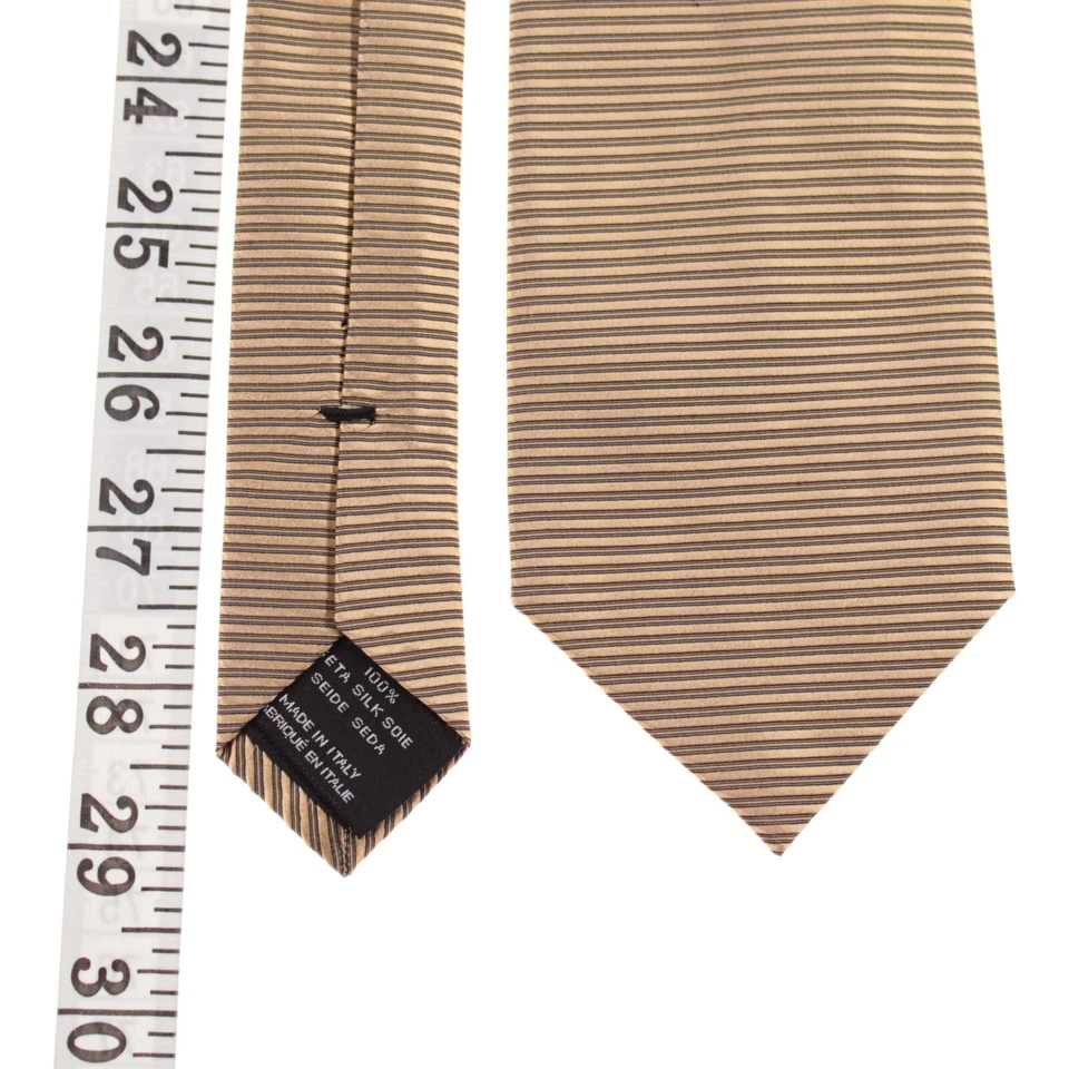 Corbata Tom Ford NUEVA CON ETIQUETAS 100 % seda en beige tostado/negro micro rayas hecha en Italia Foto 4 de 4
