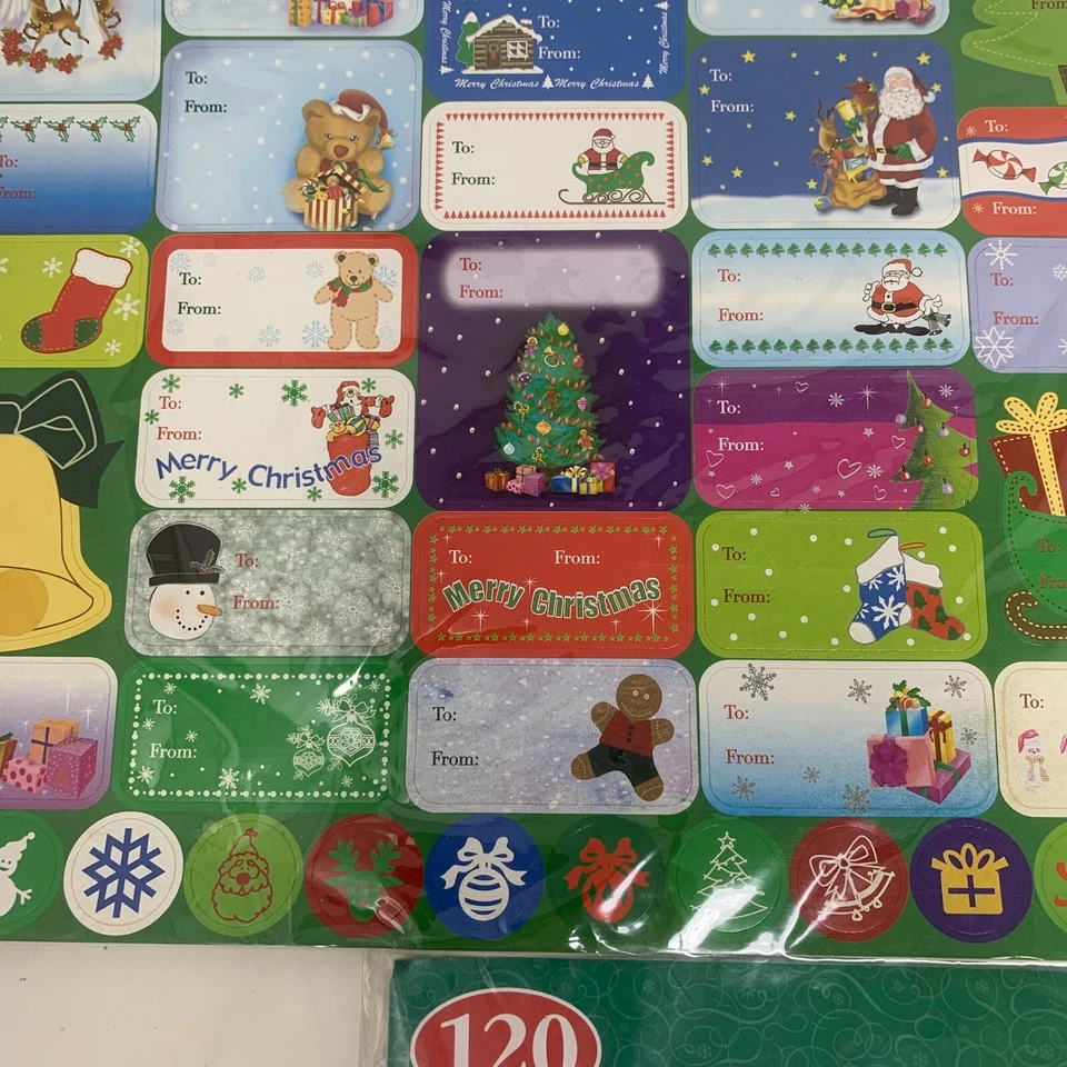 Vintage Lot 200+ Self Adhesive Holiday Christmas Gift Tags New in Package Sealed - Image 3 of 4