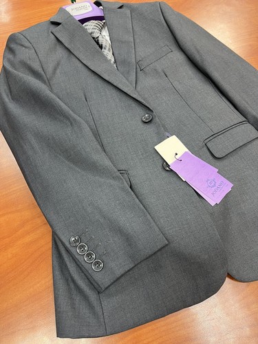BOY'S SUIT - 5 piece Jacket/Vest/Pants/Shirt/Tie = Charcoal Grey - Picture 3 of 19