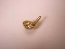 Rhinestone Golf Club Driver & Ball Vintage Tie Tack Lapel Pin sports w102
