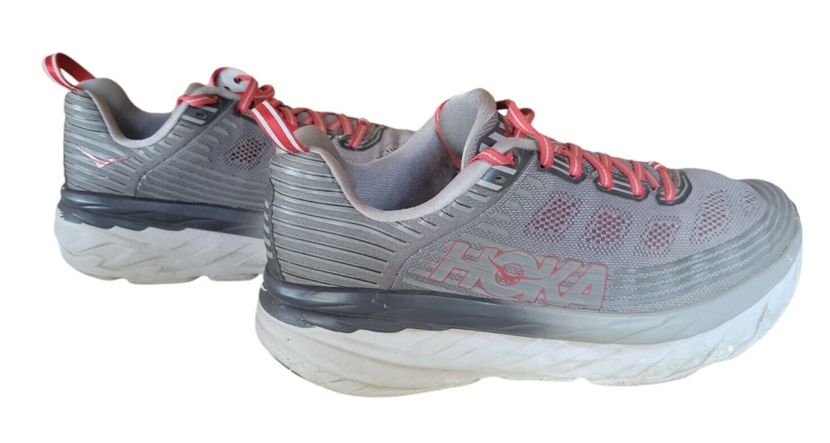 Hoka One One Bondi Men's Running Shoes 1019269 ASGY Steel Gray Red US